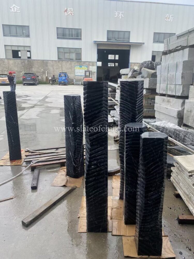 China Black Stone Garden Columns (1)