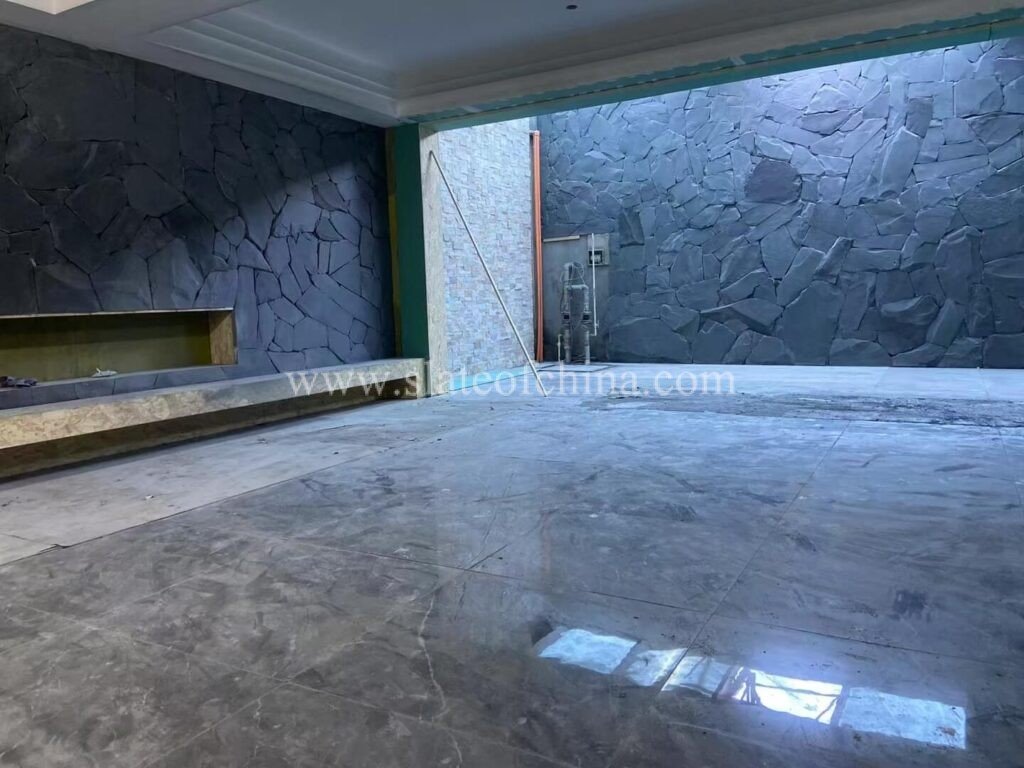 Grey Slate Random Cladding Blue-black Random Slate Wall Cladding Decoration - Slate Of China