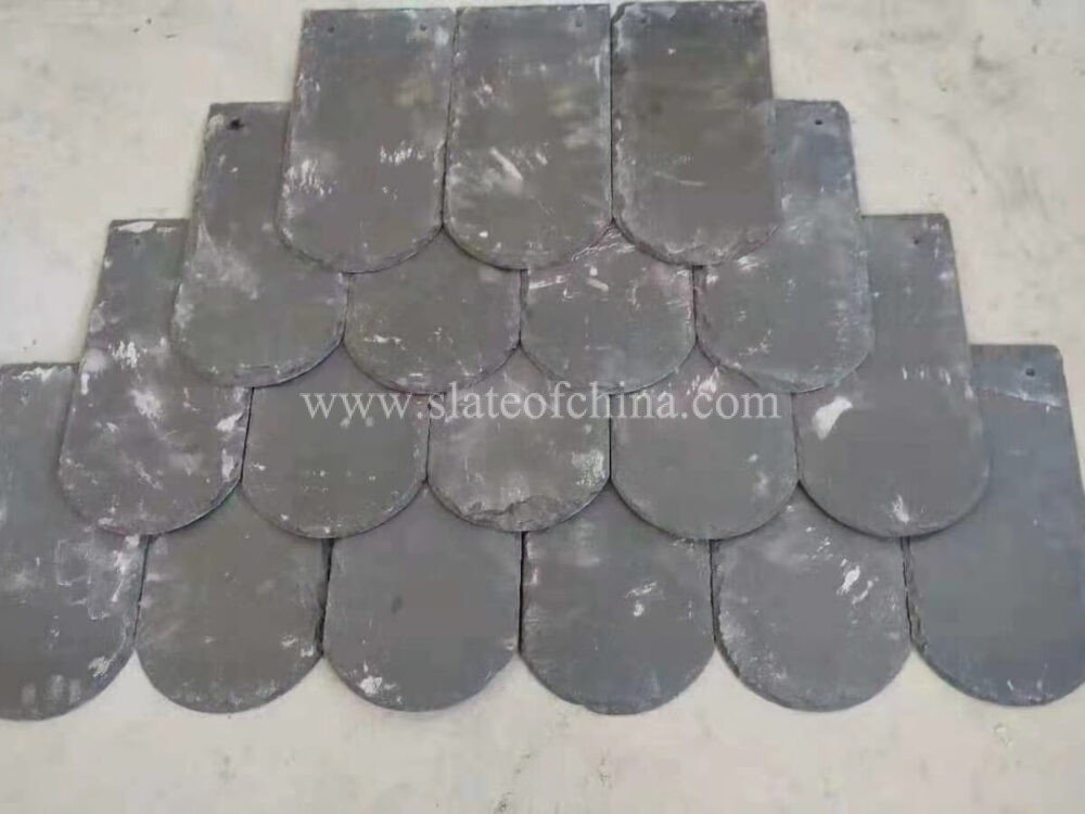 Top Rufing Round Shape Charcoal Grey Roofing Slate Round Head - Slate Of China